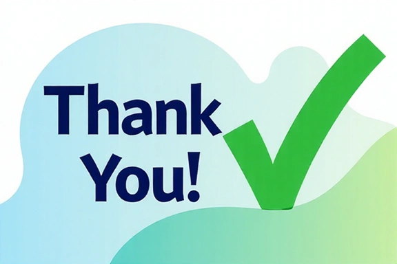 A vibrant illustration of a thank you message with a checkmark, symbolizing successful form submission and positive interaction.